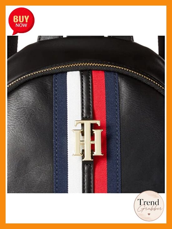 Women\'s Nylon Mini Backpack with Logo Stripe and Gold Hardware main image 5